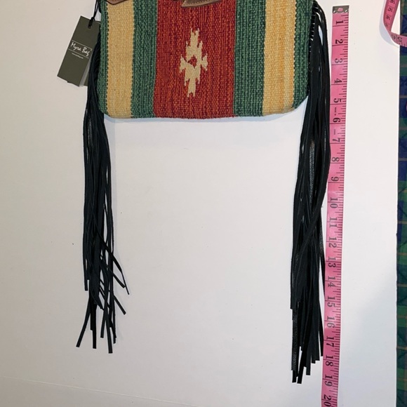 Myra Bag Crossbody West Southwest Rubious Leather Crossbody Bag with Long Fringe - Picture 11 of 16